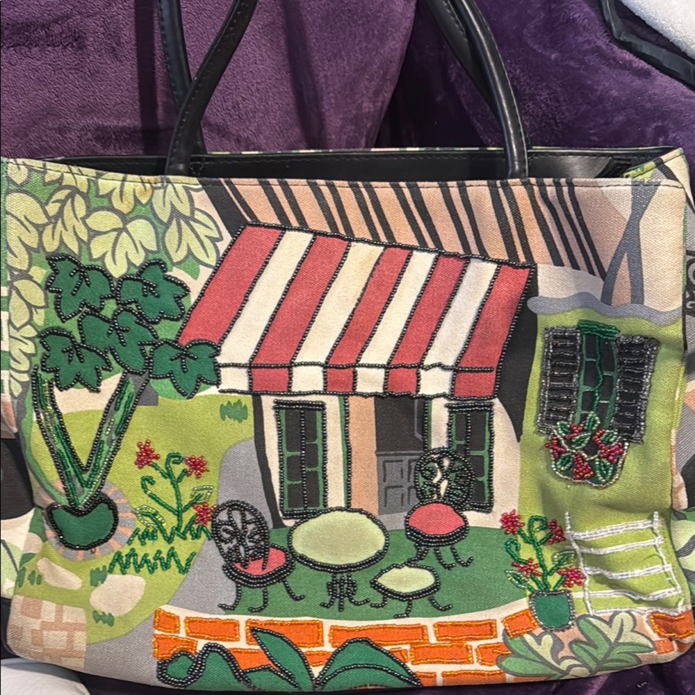 Colorful Cafe Scene Tote Bag